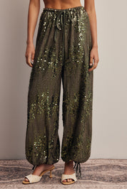 Disco Hour Sequin Bloomer Pants in Olive, photo 4