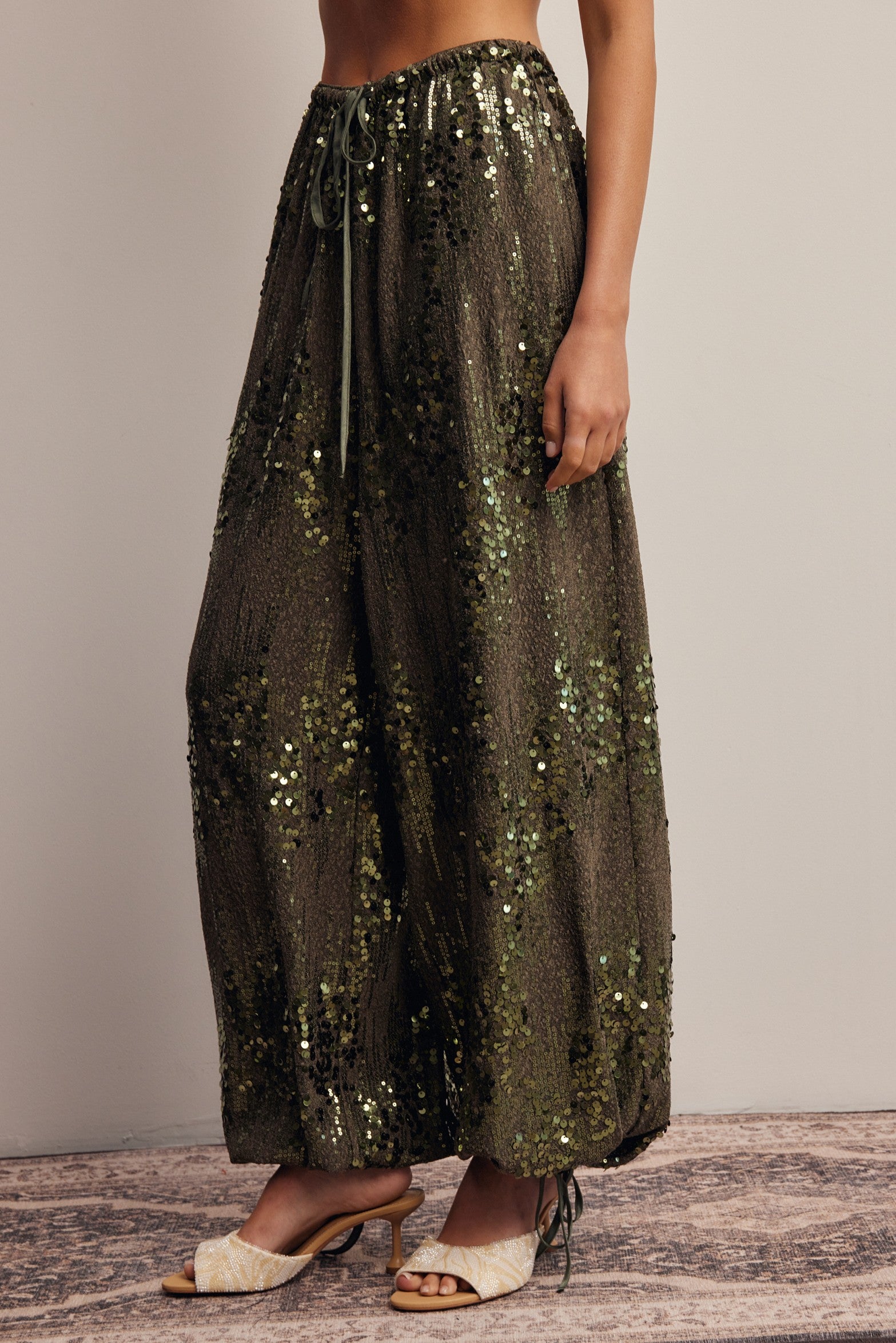 Disco Hour Sequin Bloomer Pants in Olive, photo 5