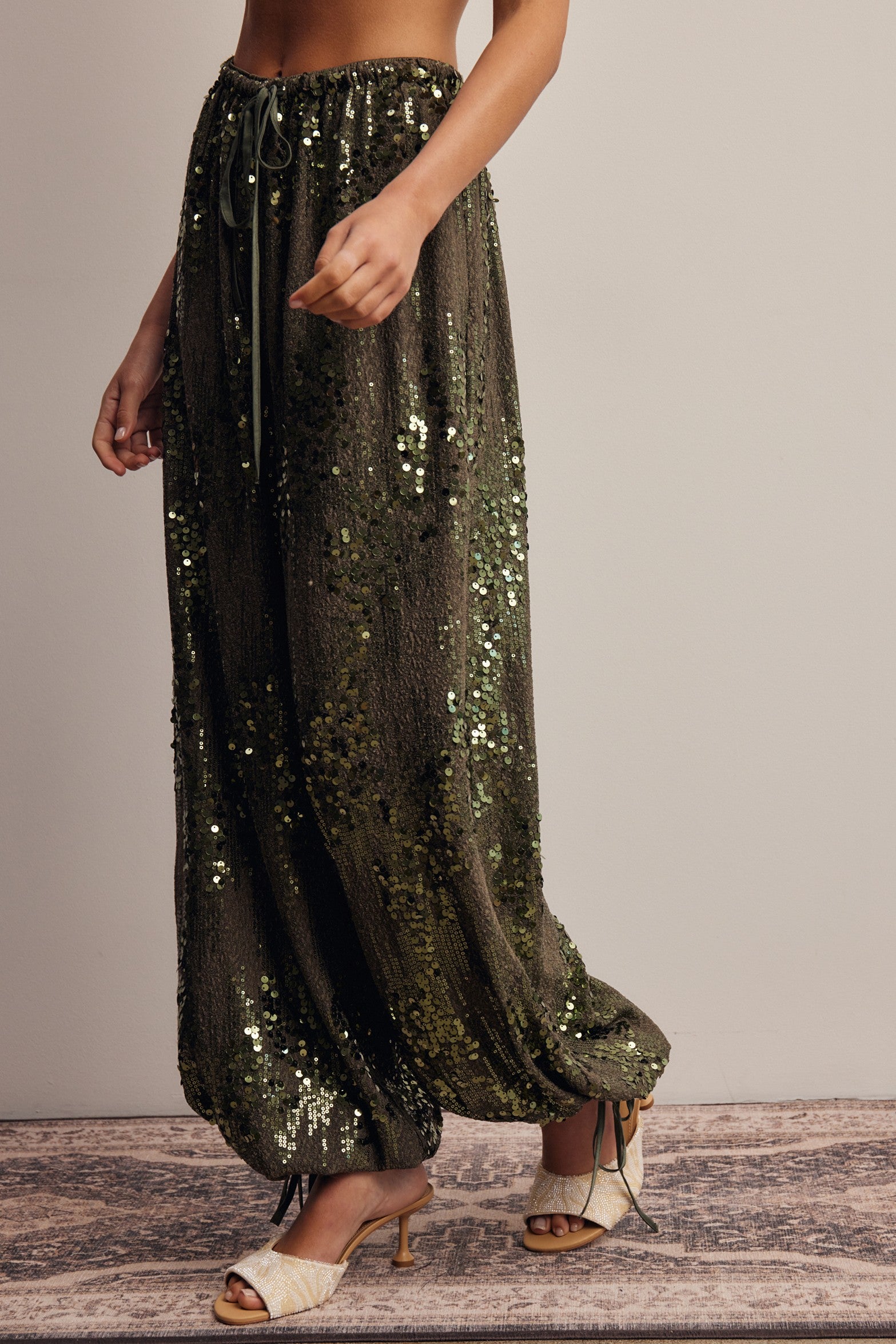 Disco Hour Sequin Bloomer Pants in Olive, photo 6