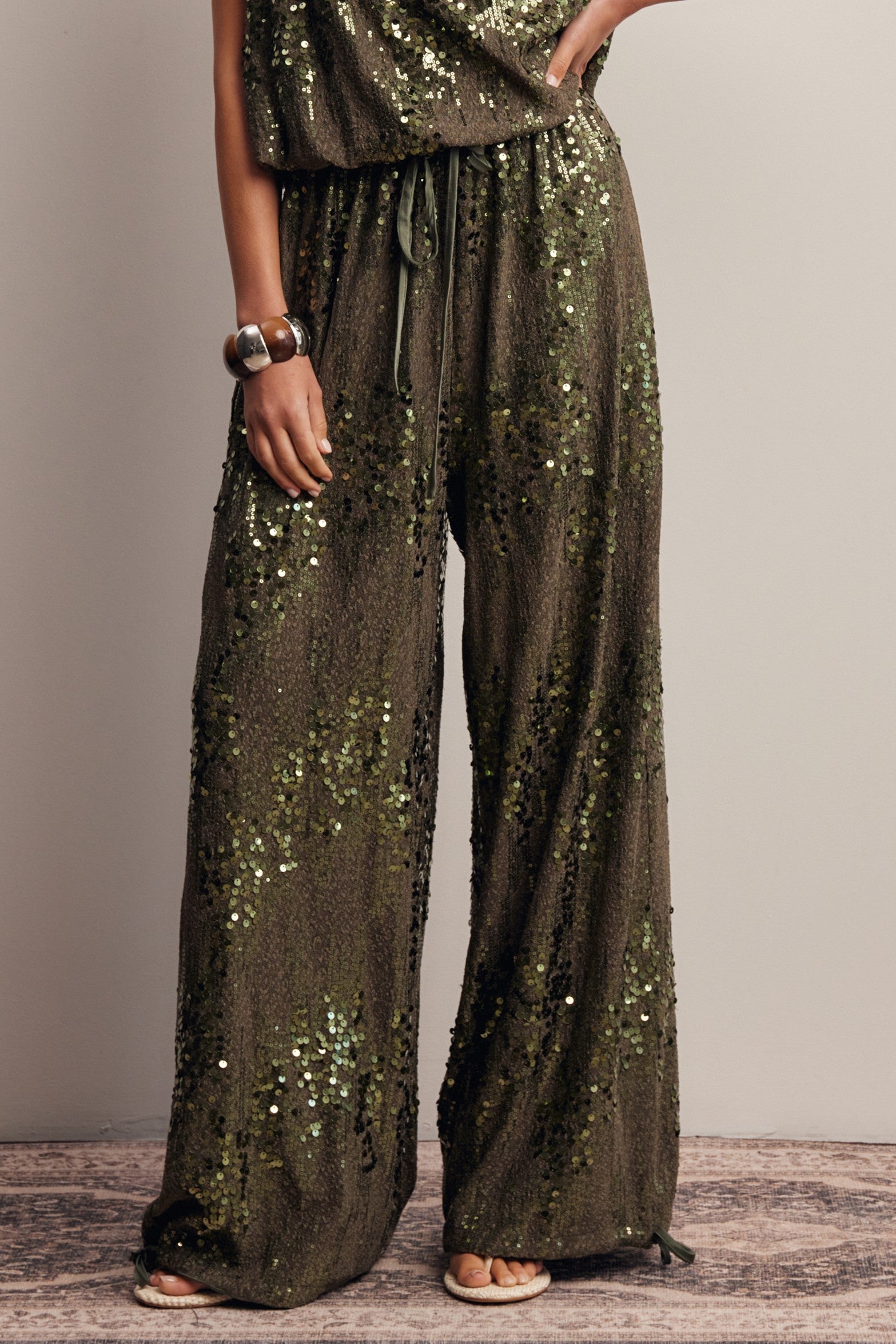Disco Hour Sequin Bloomer Pants in Olive, photo 8