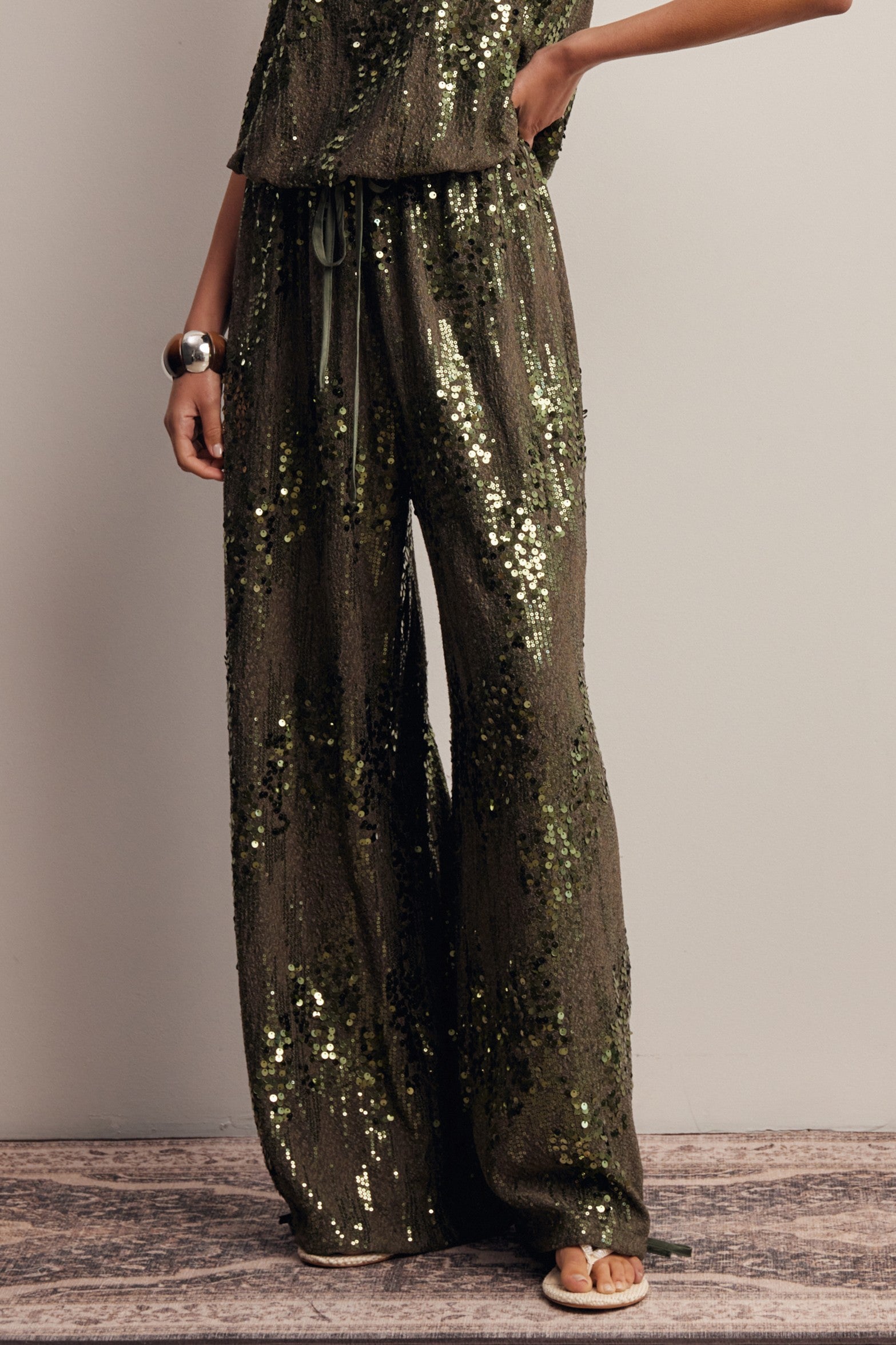 Disco Hour Sequin Bloomer Pants in Olive, photo 9