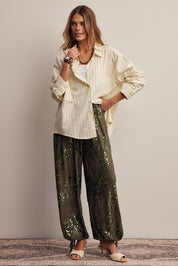 Disco Hour Sequin Bloomer Pants in Olive, photo 14