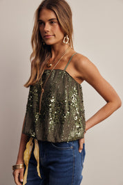 Disco Hour Sequin Bubble Hem Cami - Westly