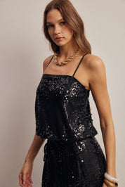 Disco Hour Sequin Bubble Hem Cami - Westly