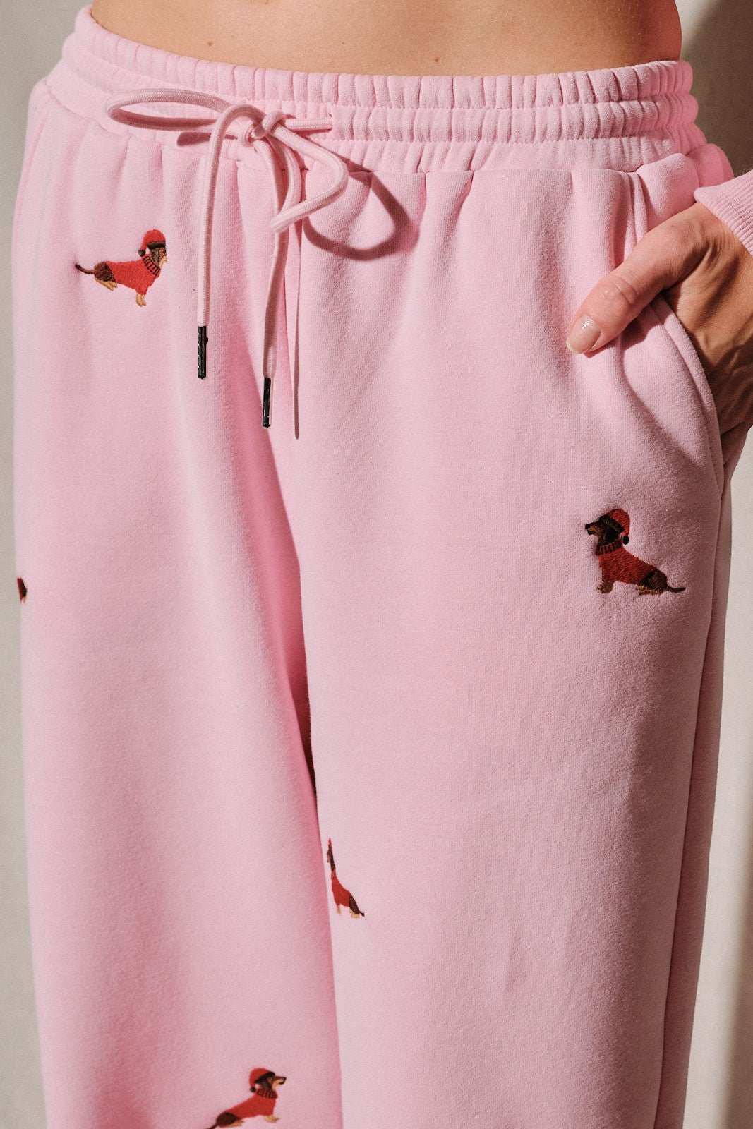 Dog Days Embroidered Dachshund Sweatpants - Westly