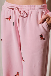 Dog Days Embroidered Dachshund Sweatpants - Westly