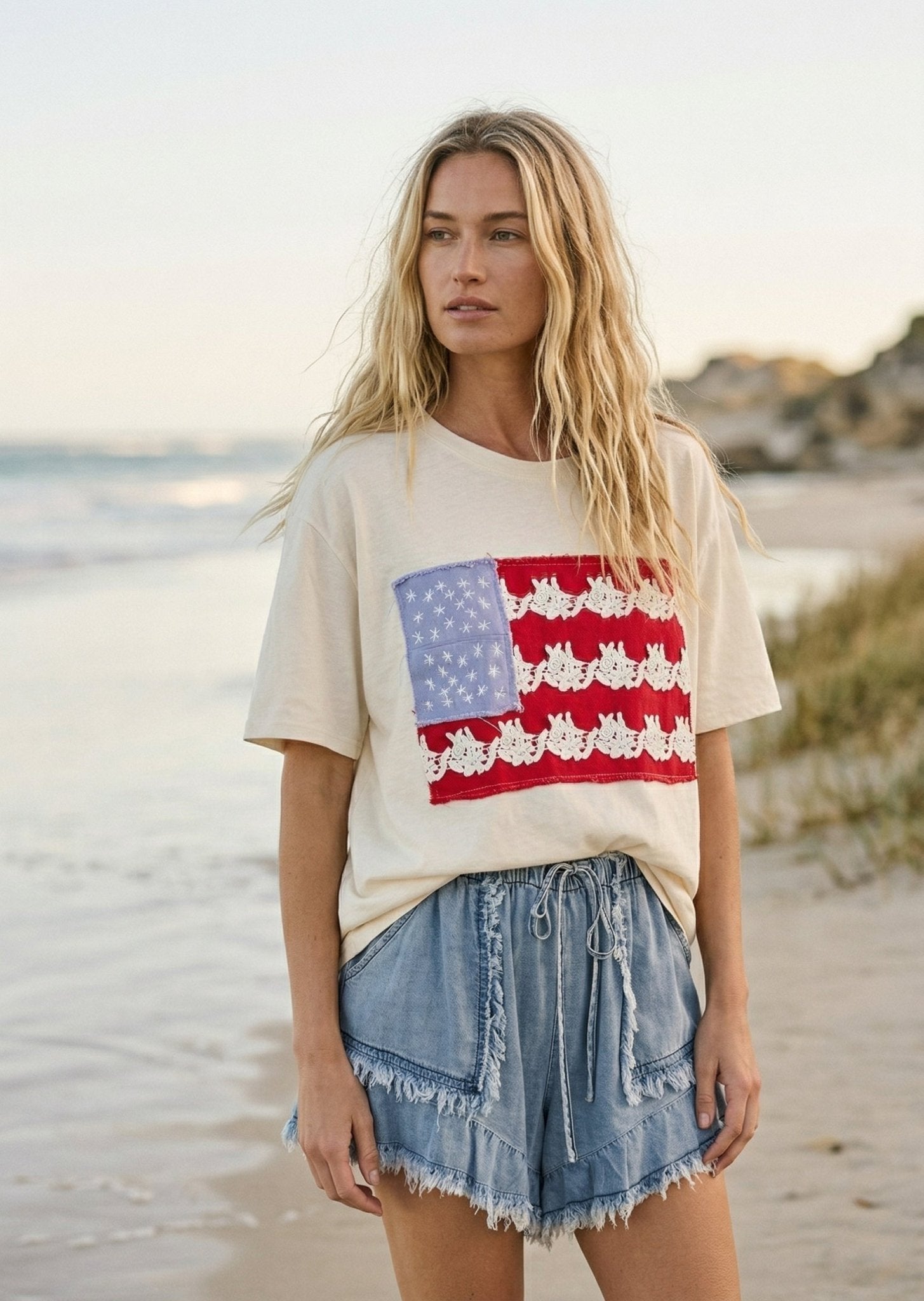Dolly Lace - Patched Americana Oversized Tee [PRE - ORDER 4/30] - Westly
