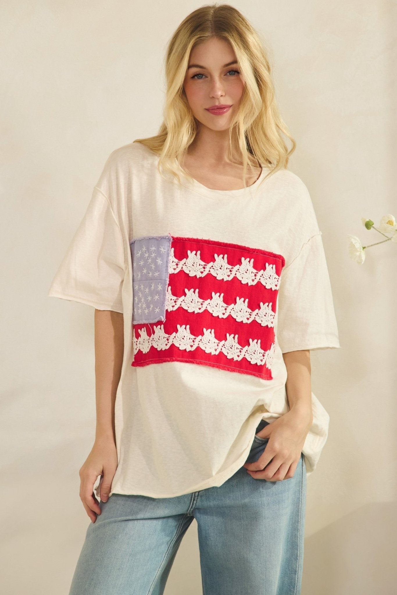 Dolly Lace - Patched Americana Oversized Tee [PRE - ORDER 4/30] - Westly