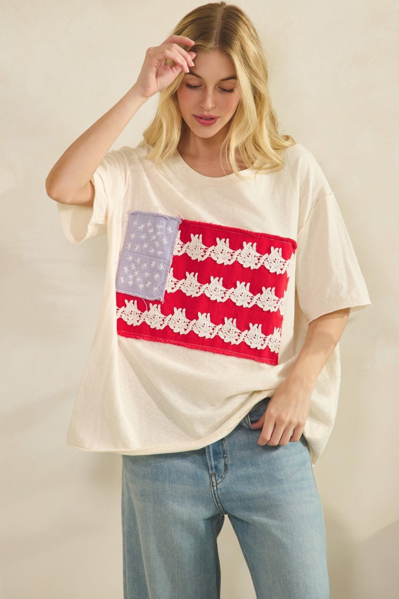 Dolly Lace - Patched Americana Oversized Tee [PRE - ORDER 4/30] - Westly