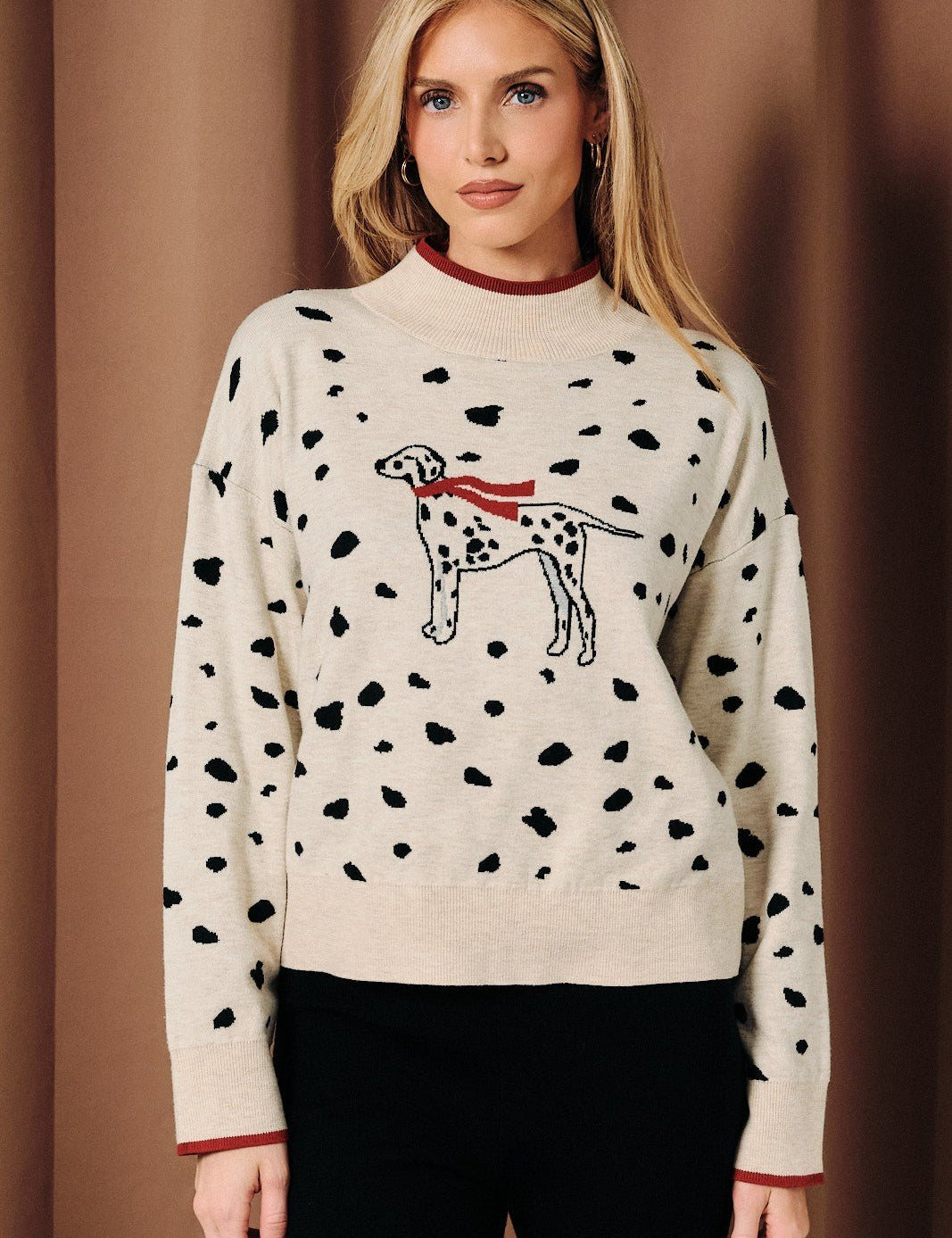 Domino Dalmatian Mock Neck Sweater - Westly