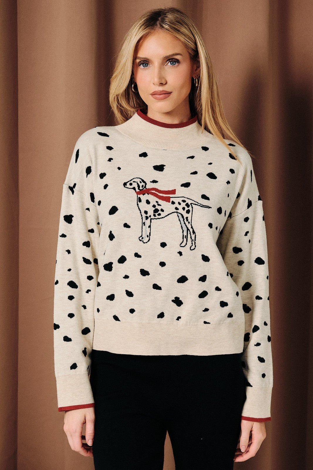 Domino Dalmatian Mock Neck Sweater - Westly