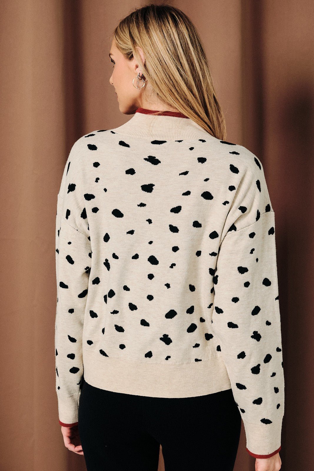 Domino Dalmatian Mock Neck Sweater - Westly