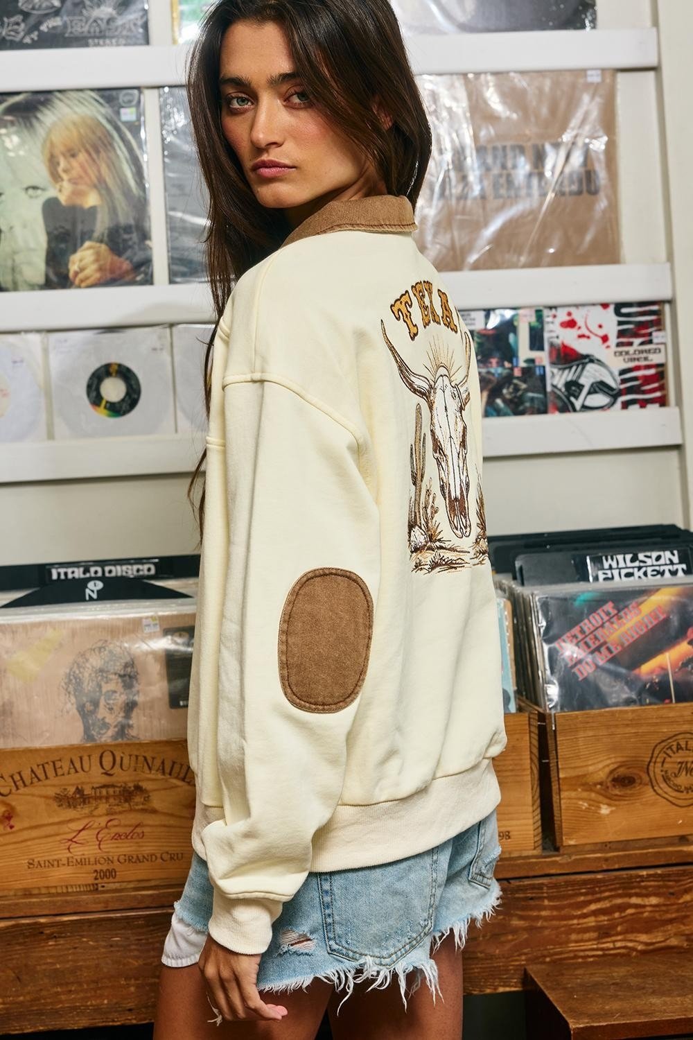 Don't Mess With The West Embroidered Half-Zip Sweatshirt - Westly