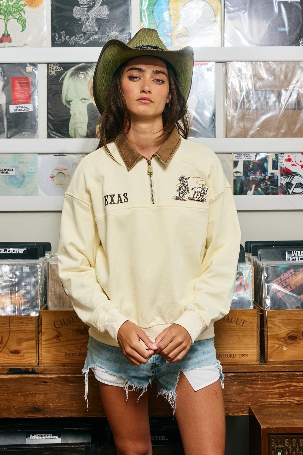 Don't Mess With The West Embroidered Half-Zip Sweatshirt - Westly