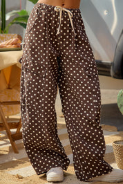 Dot Dash Polka Dot Cargo Pants - Brown