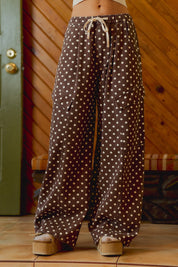 Dot Dash Polka Dot Cargo Pants - Brown