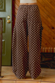 Dot Dash Polka Dot Cargo Pants - Brown