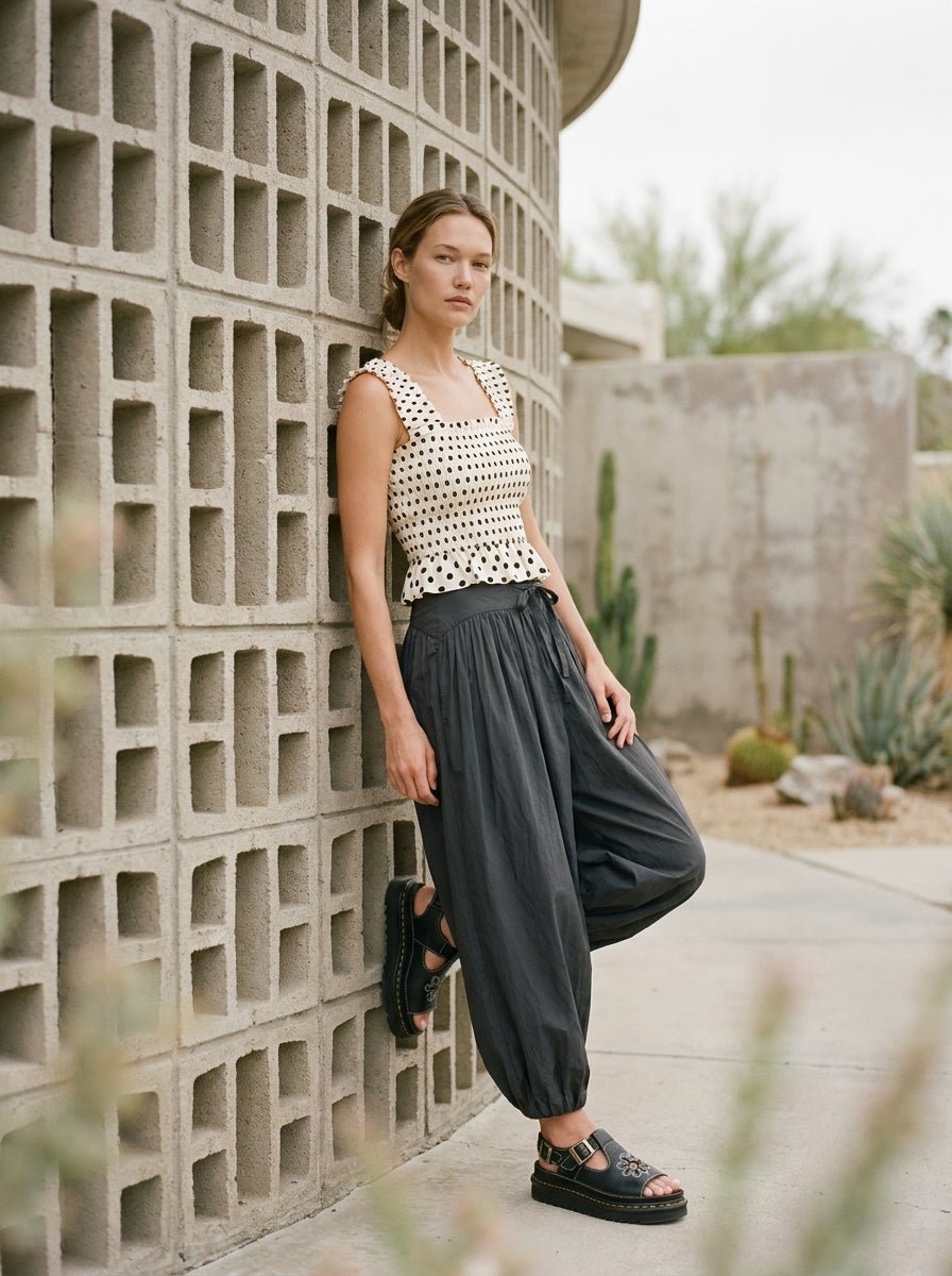 Dottie Ruffle Shoulder Smocked Sleeveless Top - Westly