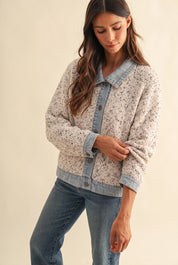 Double Exposure Denim Trim Sweater Jacket - Westly