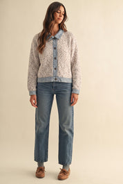 Double Exposure Denim Trim Sweater Jacket - Westly