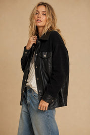 Double Feature Faux Leather Sherpa Shacket - Westly