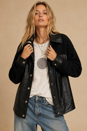 Double Feature Faux Leather Sherpa Shacket - Westly