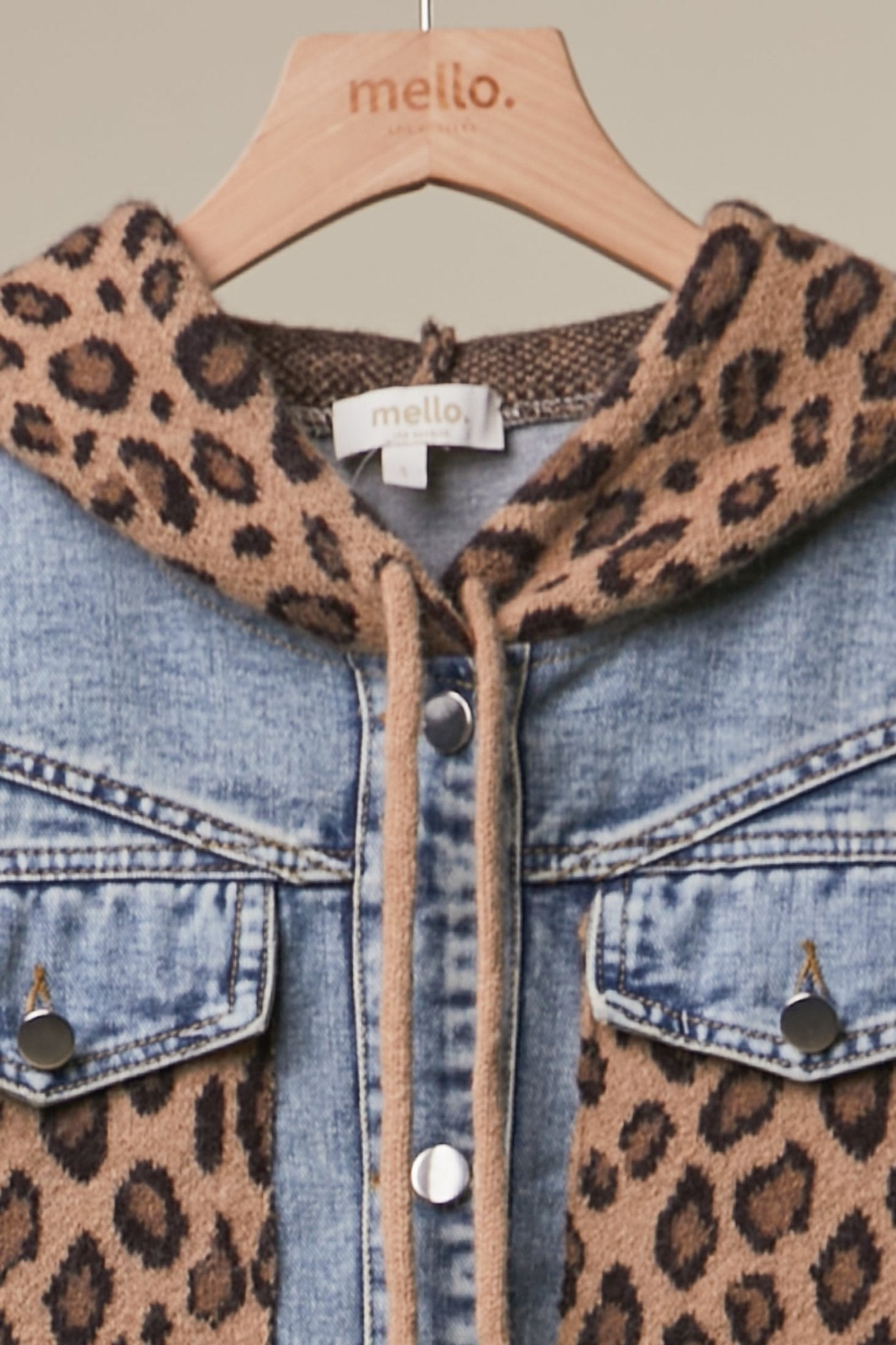 Double-Take Animal Print Hooded Denim Vest - Westly