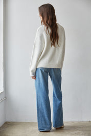 Downhill Lettering Knit Sweater in Ivory Burgundy - product photo 4
