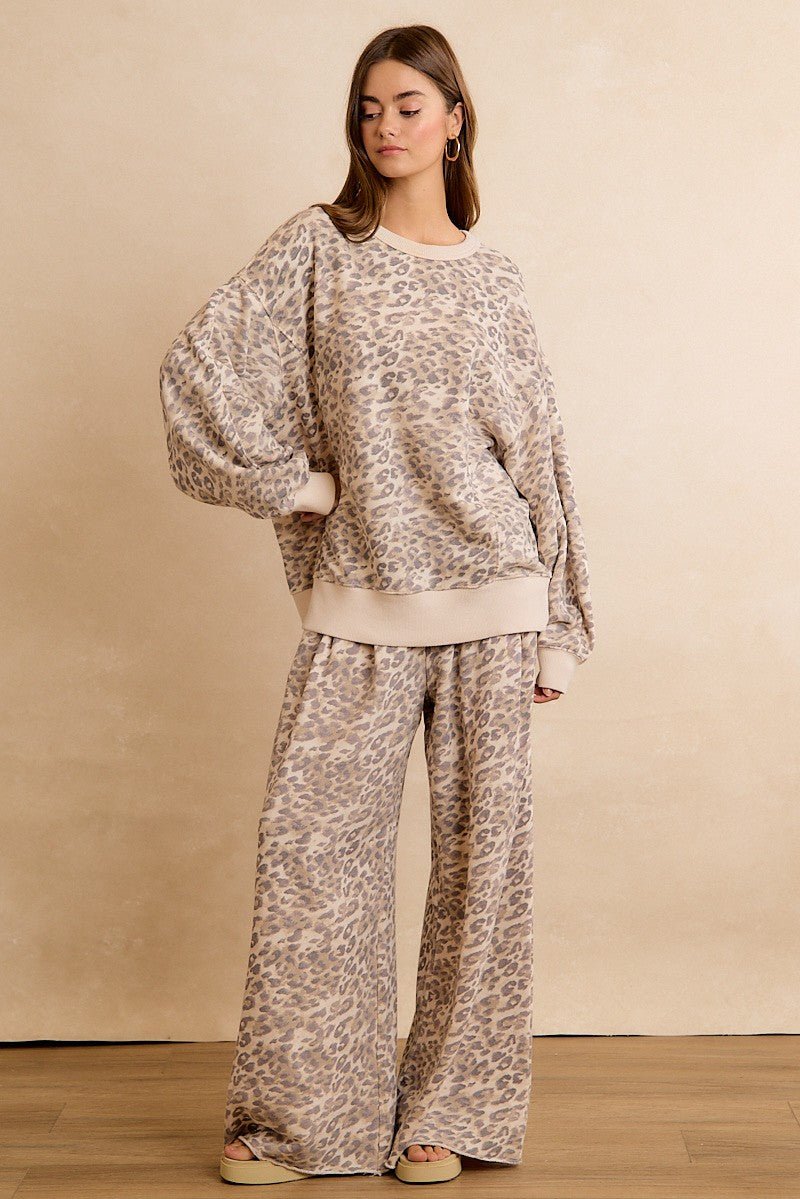 Downtime Leopard Wide Leg Pants - Westly