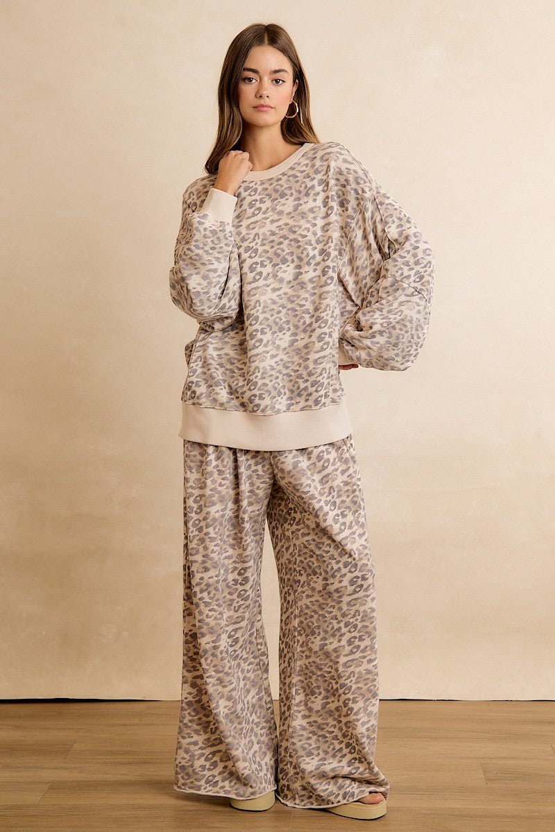 Downtime Leopard Wide Leg Pants - Westly