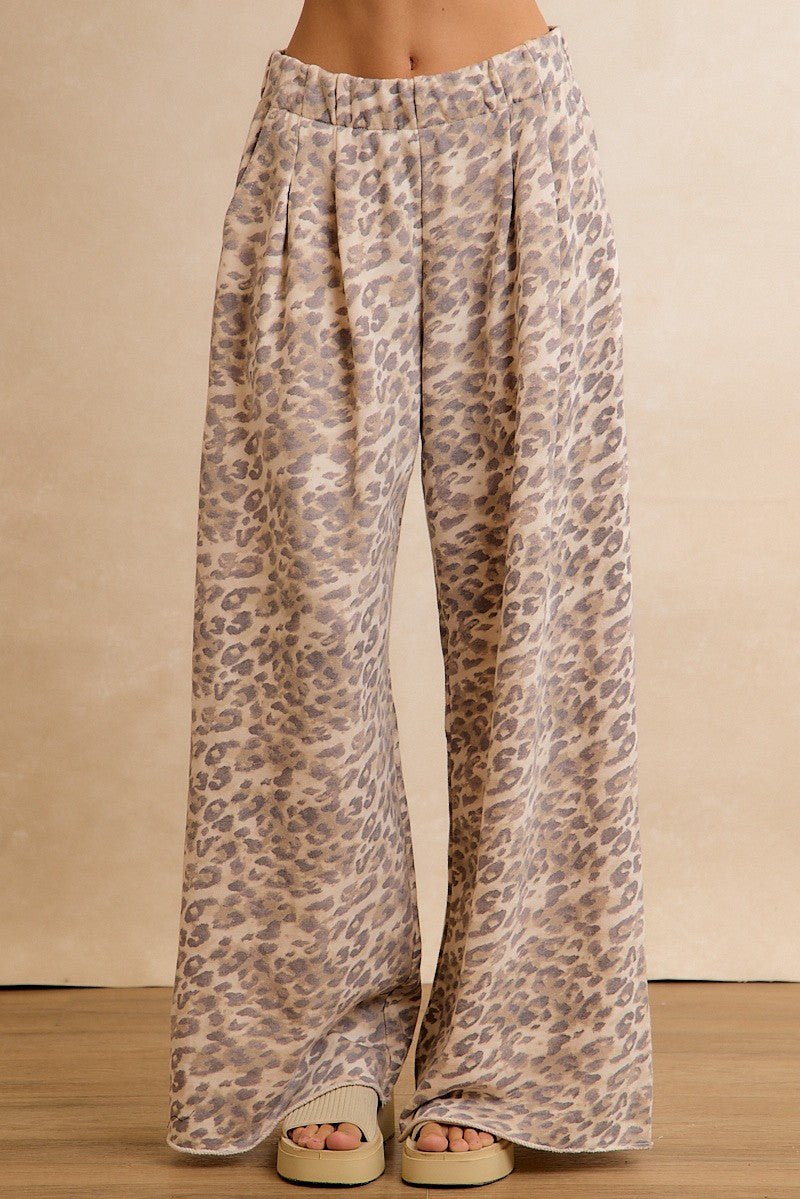 Downtime Leopard Wide Leg Pants - Westly