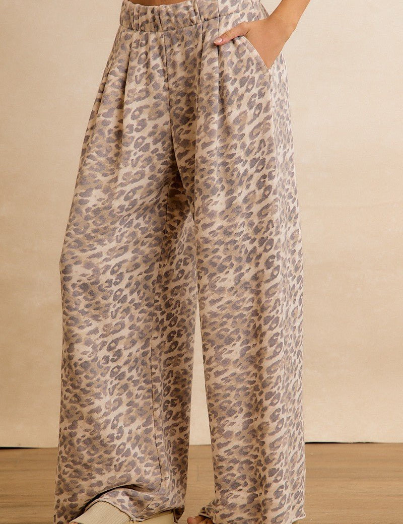 Downtime Leopard Wide Leg Pants - Westly