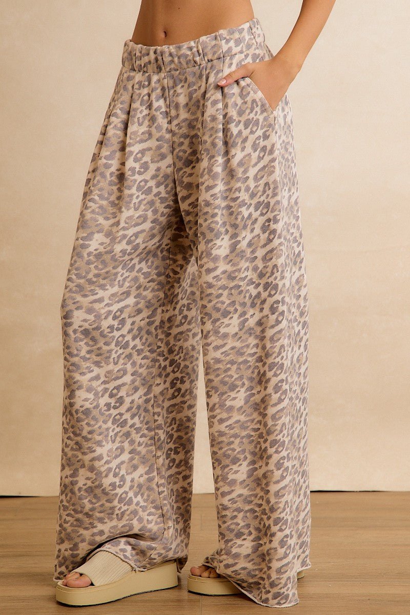 Downtime Leopard Wide Leg Pants - Westly