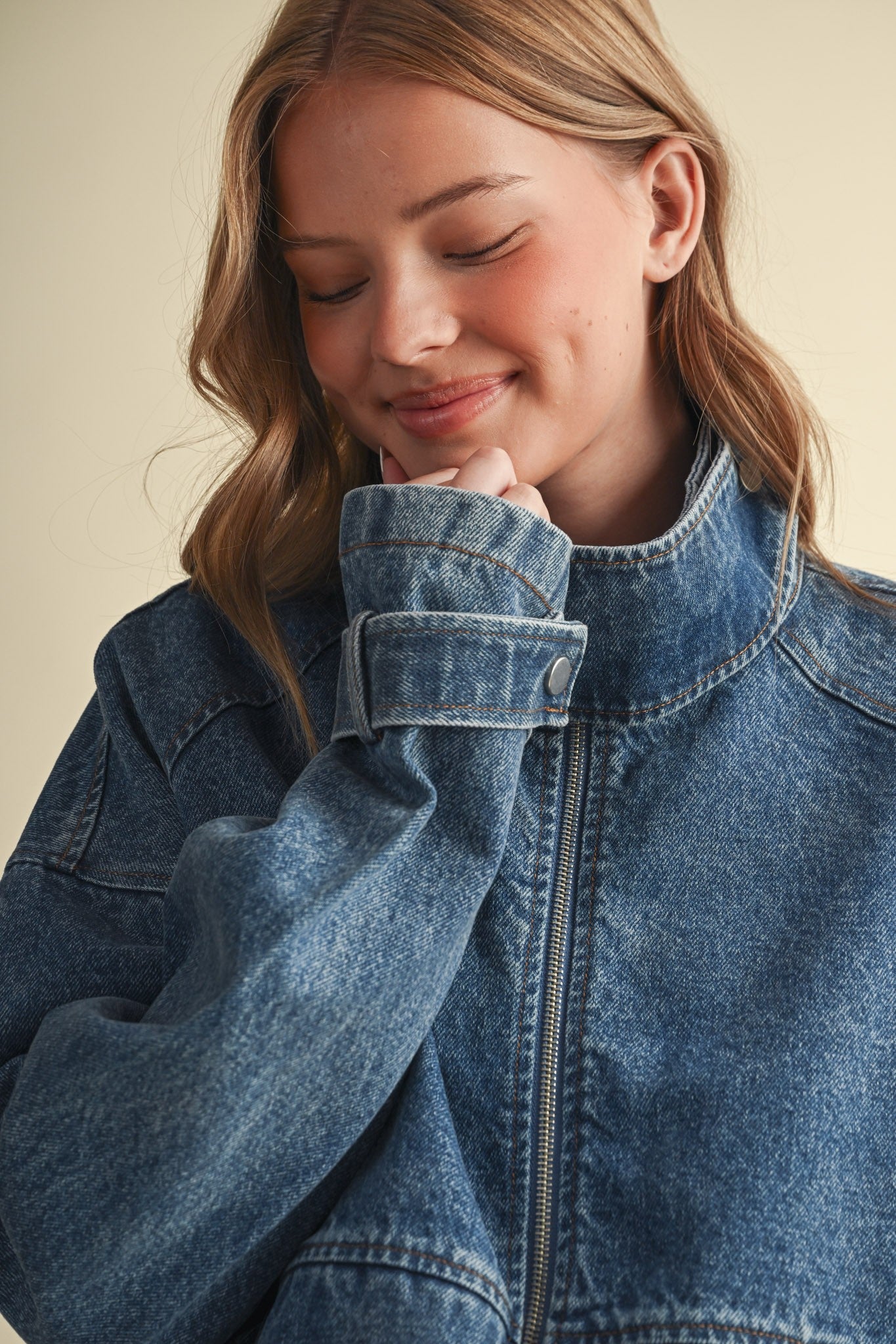 Draw the Line Drawstring Denim Jacket - Westly