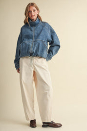 Draw the Line Drawstring Denim Jacket - Westly