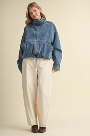 Draw the Line Drawstring Denim Jacket - Westly