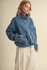 Draw the Line Drawstring Denim Jacket - Westly