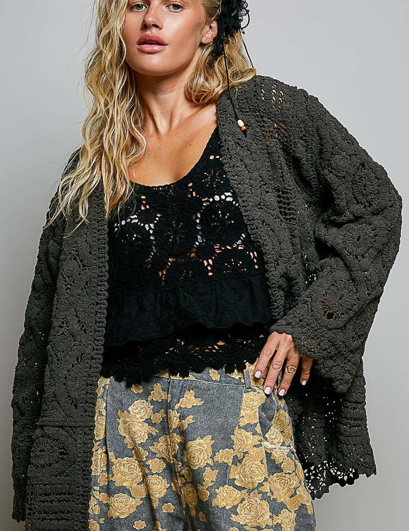 Dream On Open Knit Chenille Cardigan - Westly