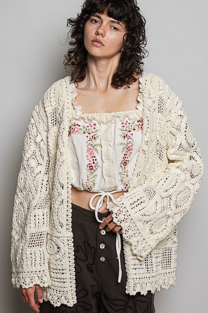 Dream On Open Knit Chenille Cardigan - Westly