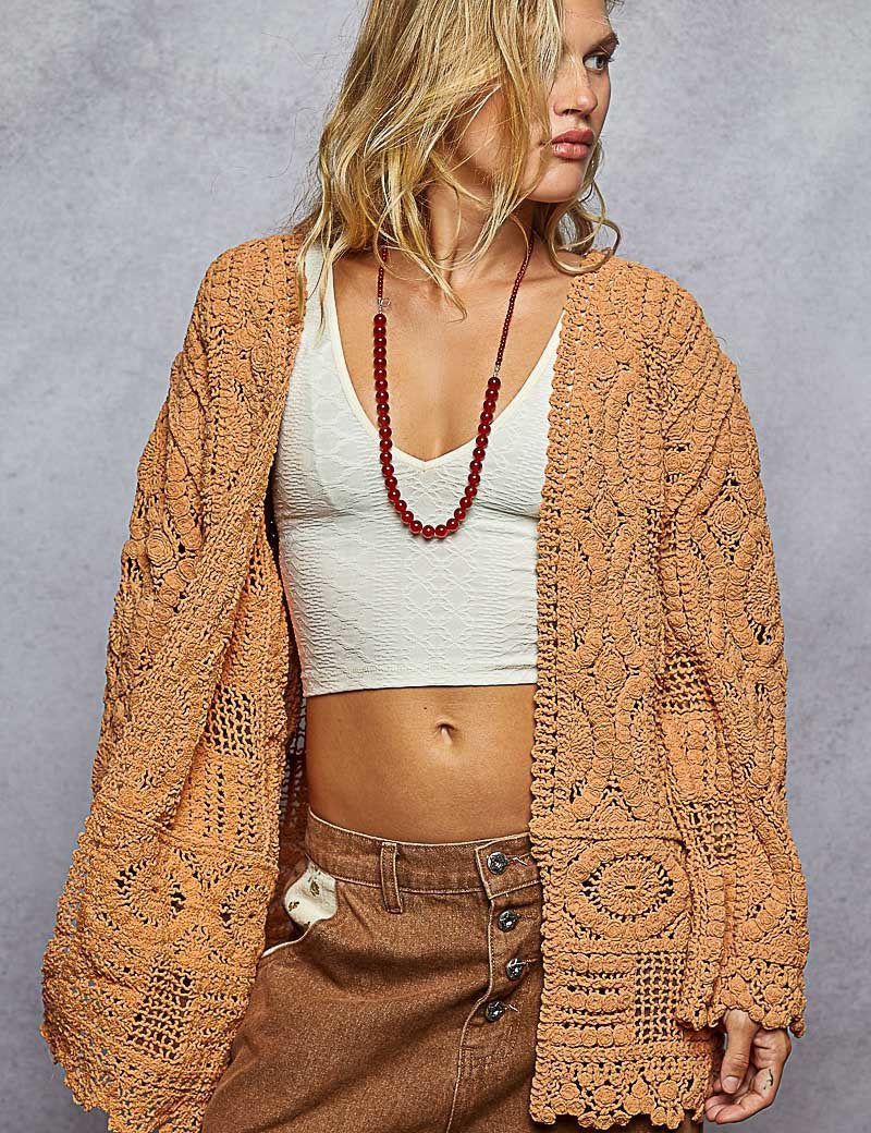 Dream On Open Knit Chenille Cardigan - Westly