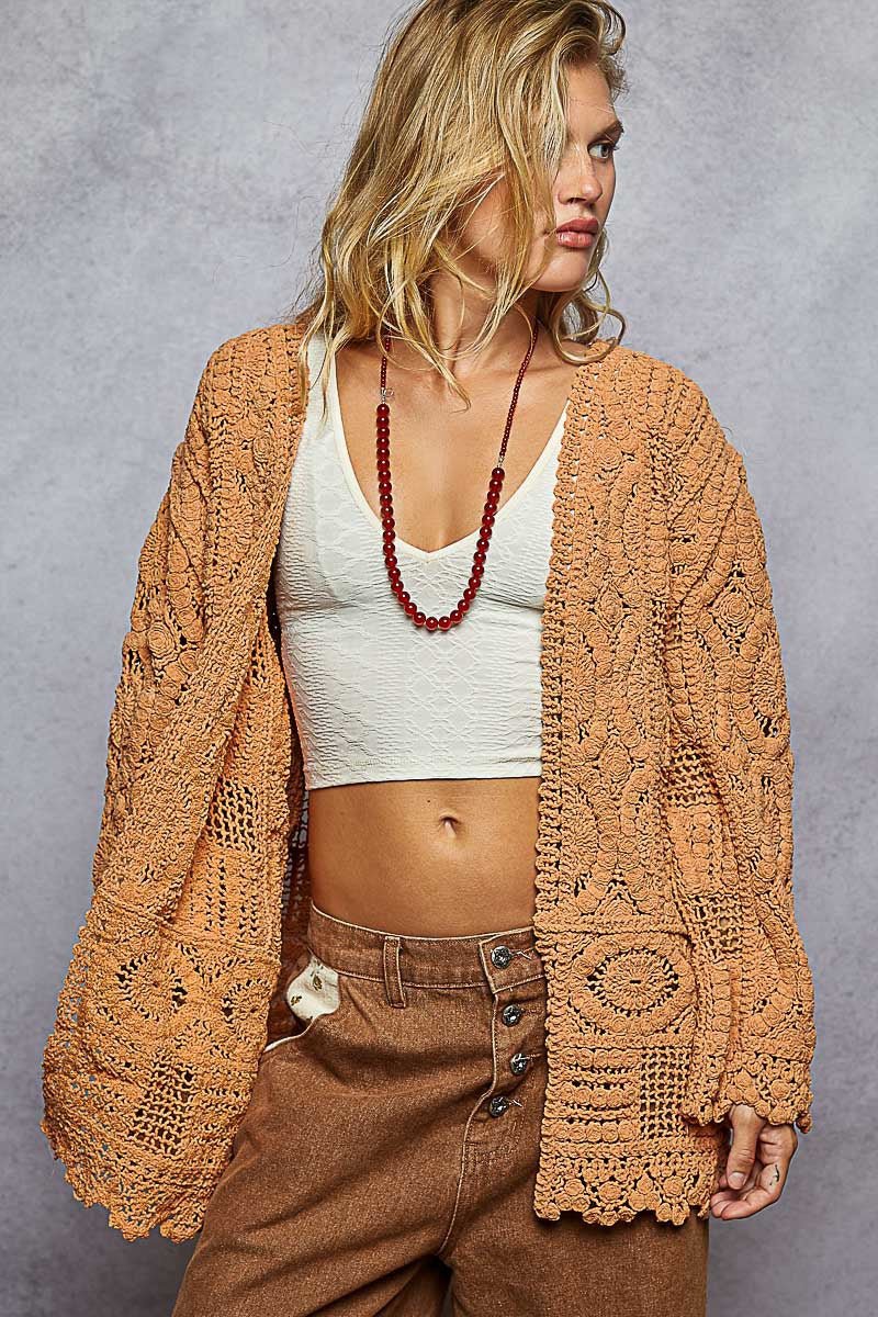 Dream On Open Knit Chenille Cardigan - Westly