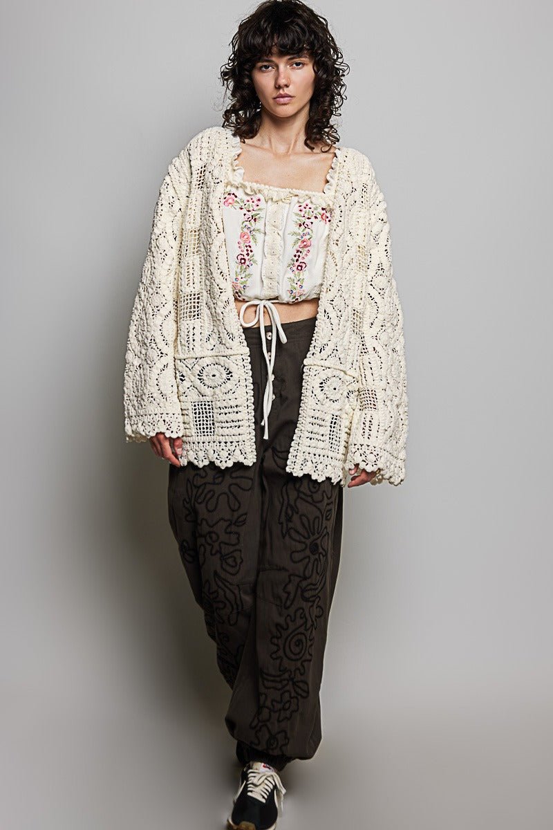 Dream On Open Knit Chenille Cardigan - Westly
