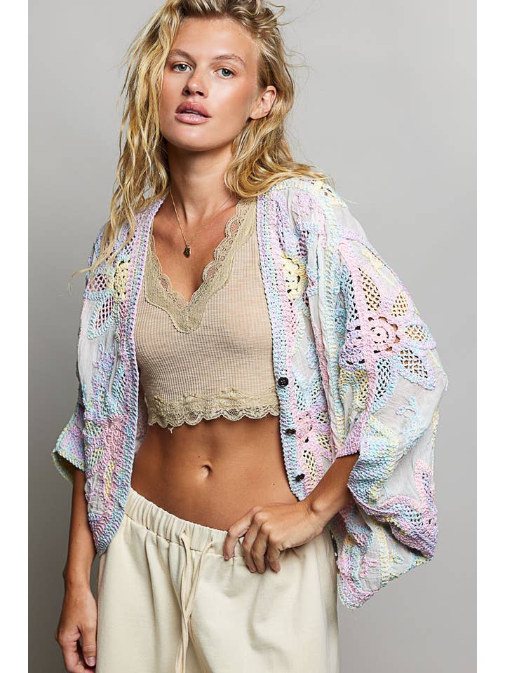 Dreamweaver Oversized Batwing Sleeve Crochet Cardigan - Westly