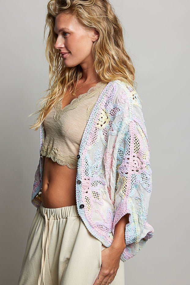 Dreamweaver Oversized Batwing Sleeve Crochet Cardigan - Westly