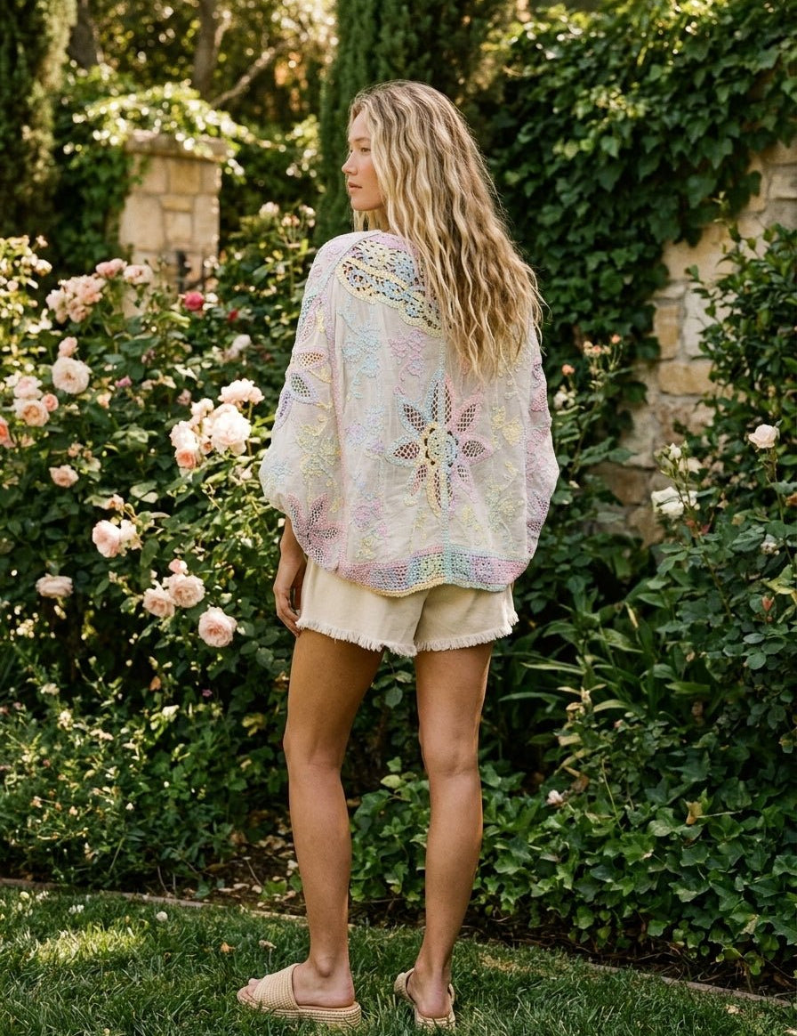 Dreamweaver Oversized Batwing Sleeve Crochet Cardigan - Westly