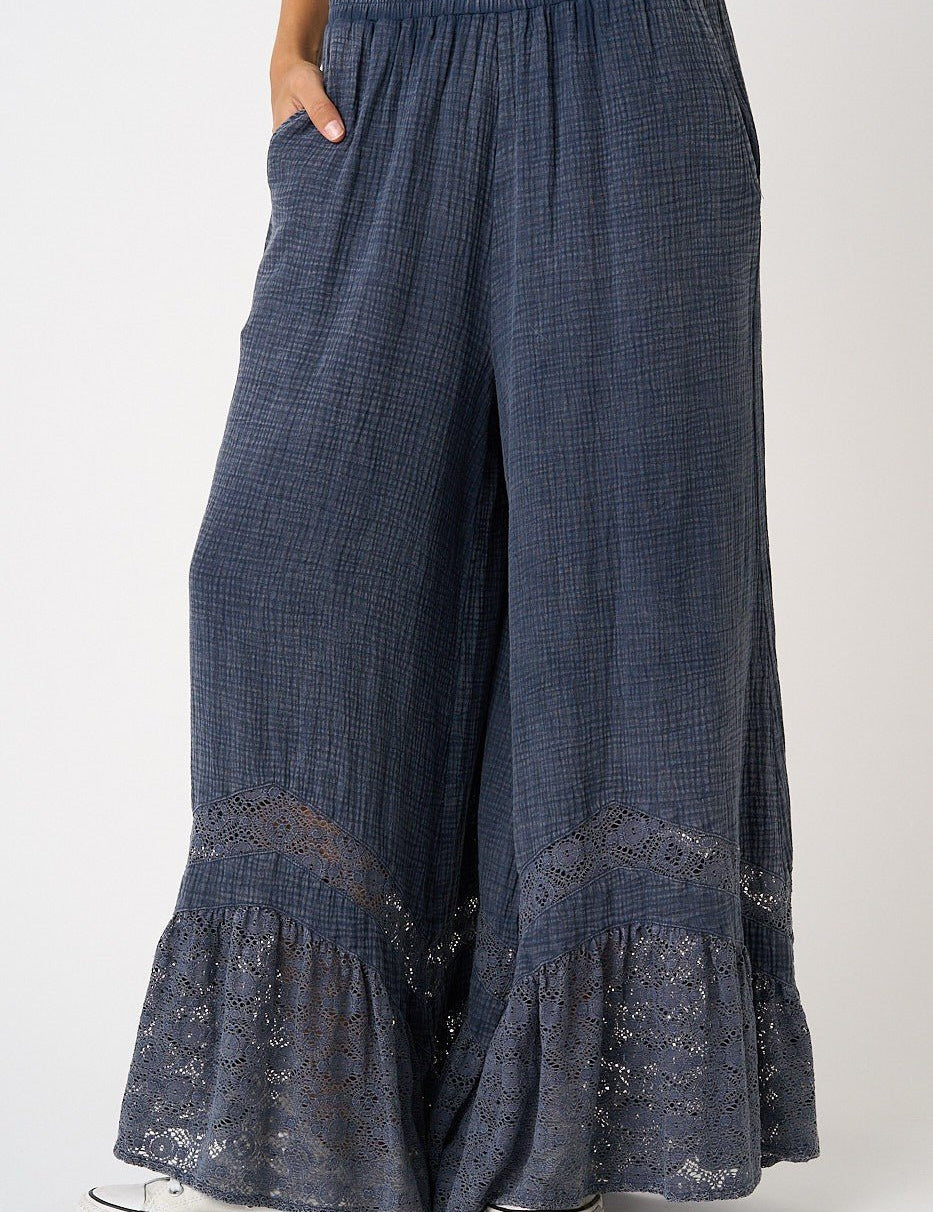 Driftvale Lace Hem Gauze Pants - Westly