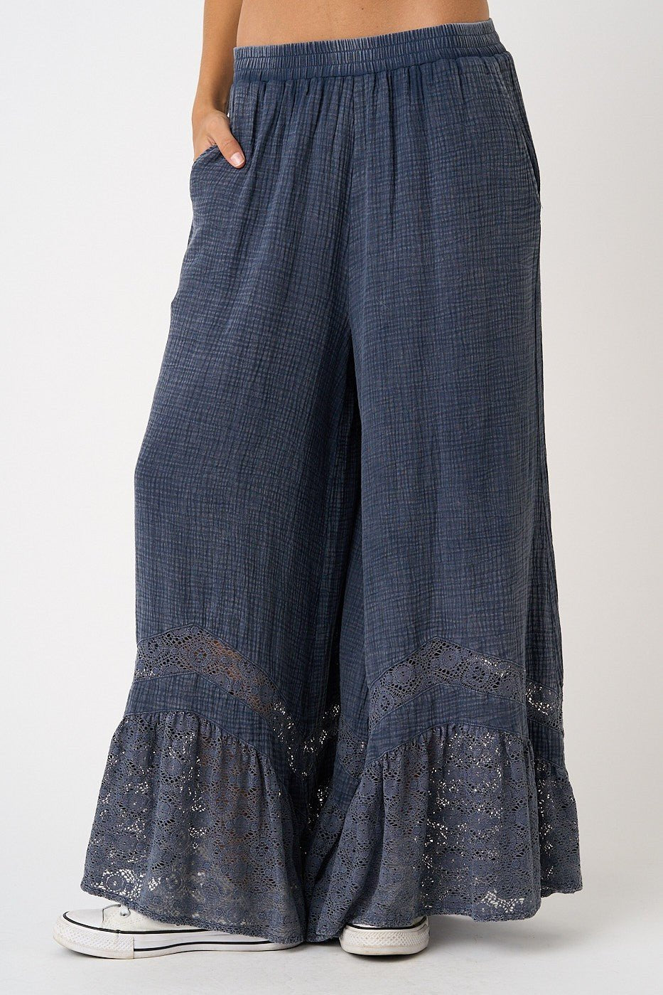 Driftvale Lace Hem Gauze Pants - Westly