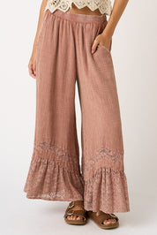 Driftvale Lace Hem Gauze Pants - Westly