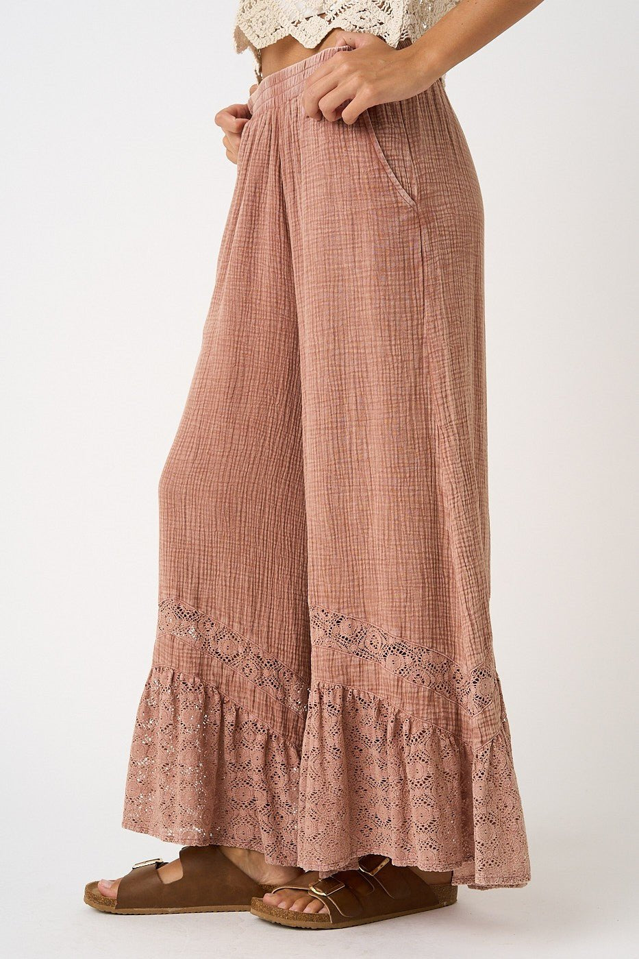 Driftvale Lace Hem Gauze Pants - Westly