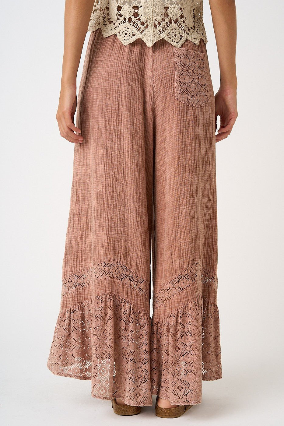 Driftvale Lace Hem Gauze Pants - Westly